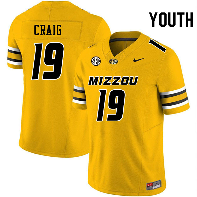 Youth #19 Blake Craig Missouri Tigers College Football Jerseys Stitched-Gold